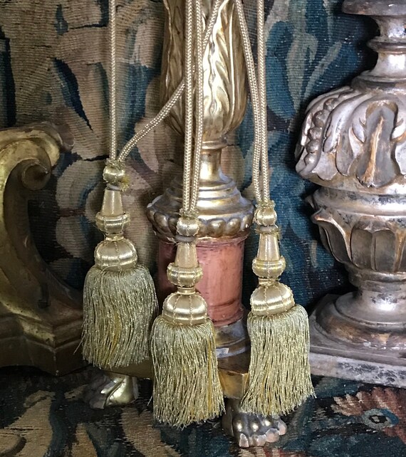 Antique Gold Metalic Tassels 19th Curtain Tiebacks French Etsy