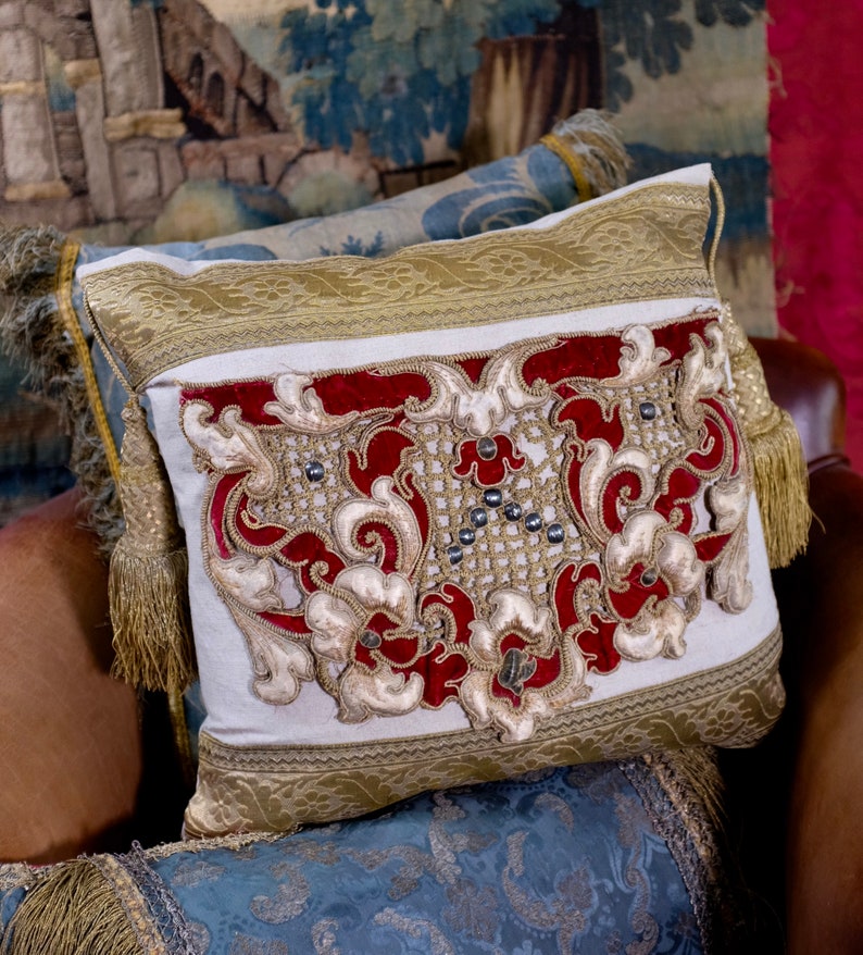 Antique Pillow 17th Century Stumpwork Panel Gold Etsy UK