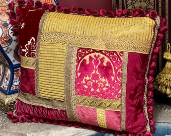 Bespoke Hand Made Pillow Venetian Luigi Bevilacqua Soprarizzo Silk Velvet