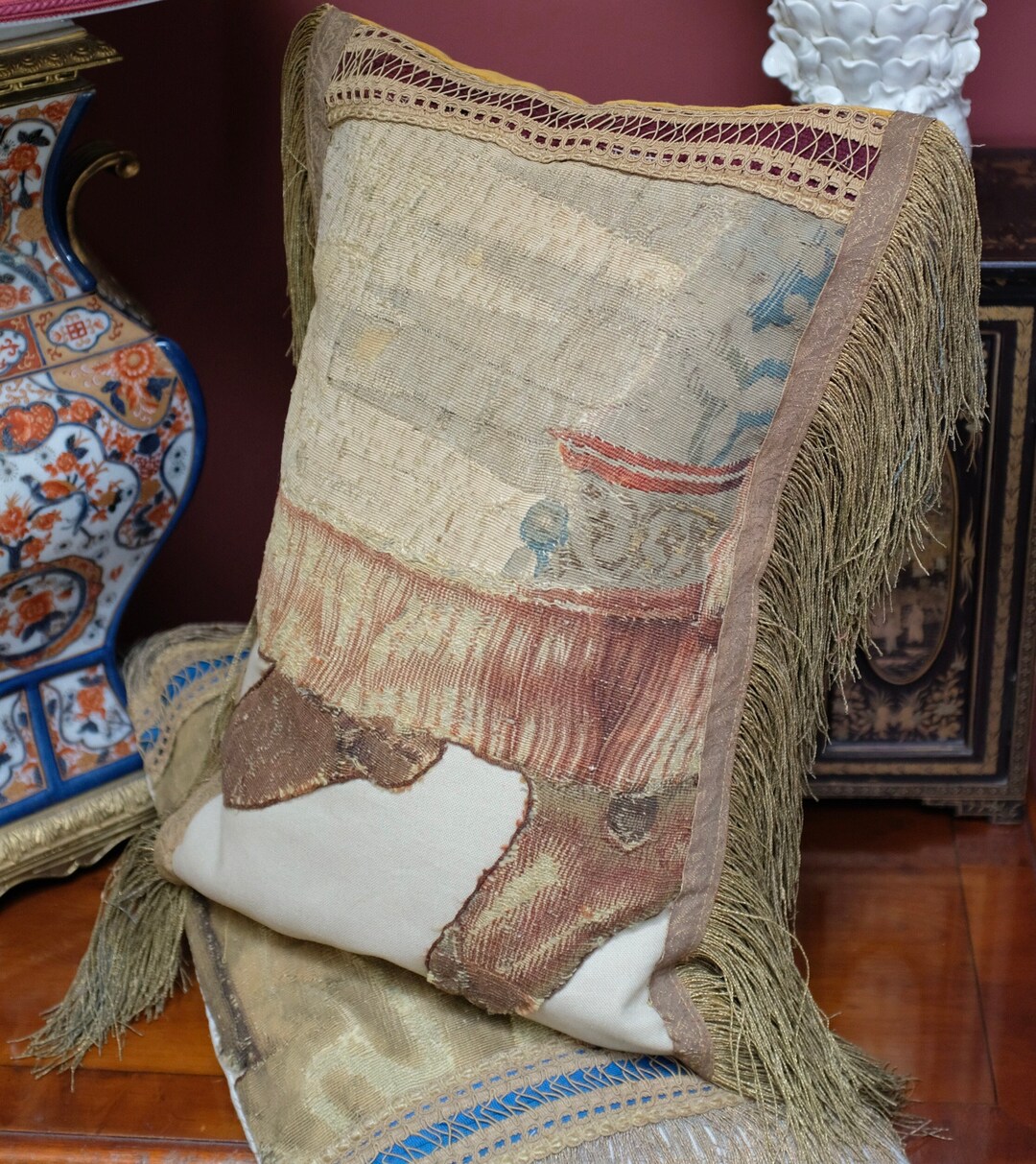 Antique Aubusson Tapestry Pillow Etsy