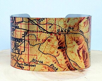 Anchorage Alaska Map Manschetten Armband. Vintage Karte Druck, einzigartiges Geschenk für sie oder ihn von Enliven Natural