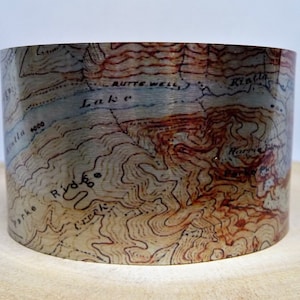 Kintla Lakes Glacier National Park Montana Map Cuff Bracelet. Vintage map print, unique gift for her or him by Enliven Natural.