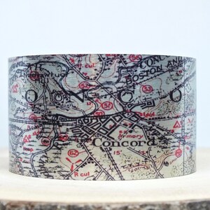 Concord Massachusetts Map Cuff Bracelet. Vintage map print, unique gift for her or him by Enliven Natural