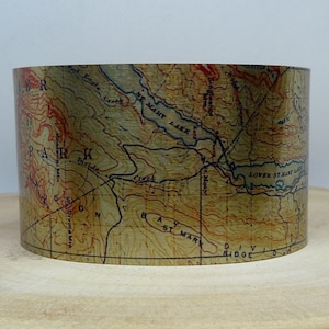 St. Mary Lake-Glacier National Park, Montana Map Cuff Bracelet. Vintage print map cuff, unique design gift for her or him.
