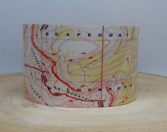 Scapegoat Wilderness Montana Map Cuff Bracelet. Vintage print map design wide cuff for him or her by Enliven Natural