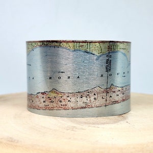 Santa Rosa Island Florida Map Cuff Bracelet. Vintage map print, unique gift for her or him by Enliven Natural