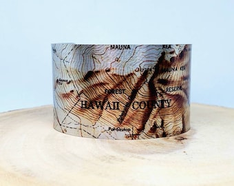 Pulsera con mapa del condado de Hawái, impresión de mapa vintage, regalo único para ella o para él de Enliven Natural