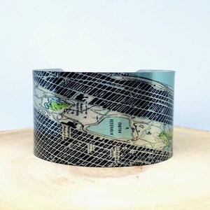 New York Central Park map cuff bracelet. Vintage print map cuff, unique design gift for her or him by Enliven Natural.