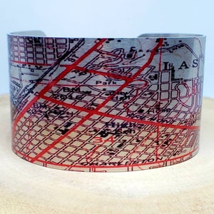 Las Vegas Nevada Karte Manschette Armband. Vintage Karte drucken, einzigartiges Geschenk für sie oder ihn von Enliven Natural