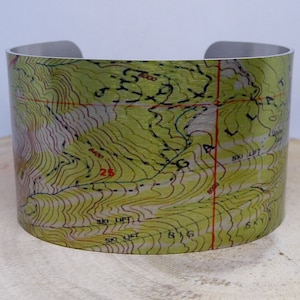 Big Sky Resort Montana Map Cuff Bracelet. Vintage print map cuff, unique design gift for her or him by Enliven Natural.
