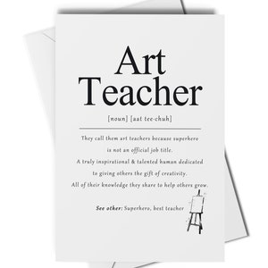 Tarjeta de definición de profesor de arte, regalo de profesor de arte, tarjeta de agradecimiento de fin de año escolar, tarjeta de agradecimiento de tutor de arte, tarjeta de fin de trimestre, arte en el aula