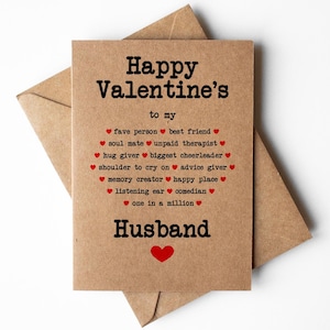 Carte de Saint-Valentin de mari, carte de femme, carte pour lui, carte de mari mignonne, carte de mari romantique, carte de mari âme soeur, cartes sentimentales