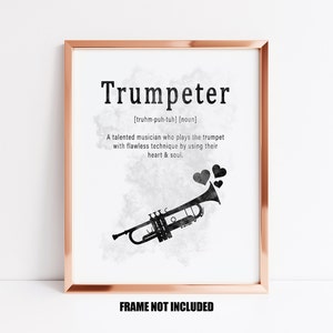 Trumpeter definition art print, gift for trumpet player, music room decor, trumpet players decor, music teacher gift, music classroom decor