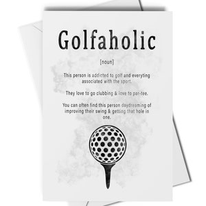 Tarjeta de felicitación de definición de golfista, tarjeta de cumpleaños para golfista, tarjeta en blanco para golfista, tarjeta de golf divertida, regalo de golf, adicto a la tarjeta de golf