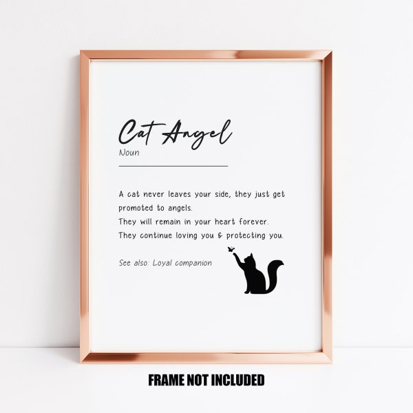 Cat angel definition print, cat loss print, cat memorial, cat with sympathy gift, pet loss, pet with sympathy gift, black cat memorial print