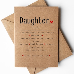 Carte de définition de fille, carte de fille pour toute occasion, carte de fille sentimentale, appréciation de fille, souvenir de fille, anniversaire
