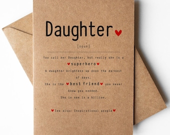 Daughter definition card, Daughter card for any occasion, Sentimental Daughter card, Daughter appreciation, Daughter keepsake, Birthday