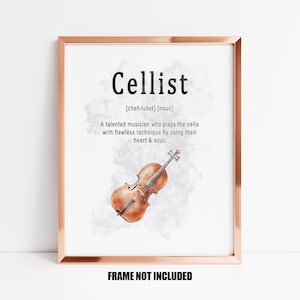 Cellist definition art print, cello player gift, violoncello player gift, cello teacher gift, cello student gift, cello home decor