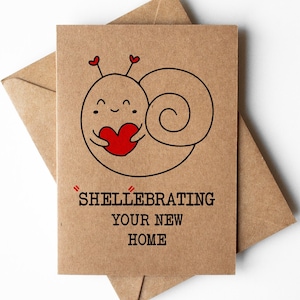 Nouvelle carte escargot, nouvelle carte mignonne, carte de déménagement, carte pour célébrer la nouvelle maison, carte de premier prêt hypothécaire, carte de déménagement de parents