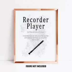 Impression d'art de définition de flûte à bec ou carte de voeux, cadeau de flûte à bec, cadeau d'étudiant de flûte à bec, cadeau de professeur de flûte à bec, décor de flûte à bec