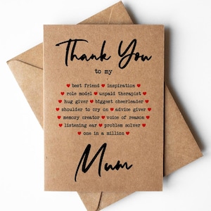 Tarjeta de agradecimiento para mamá, tarjeta de agradecimiento especial para mamá, tarjeta de agradecimiento para la mejor mamá, tarjeta de agradecimiento para mamá en la boda, tarjeta de agradecimiento sentimental para mamá