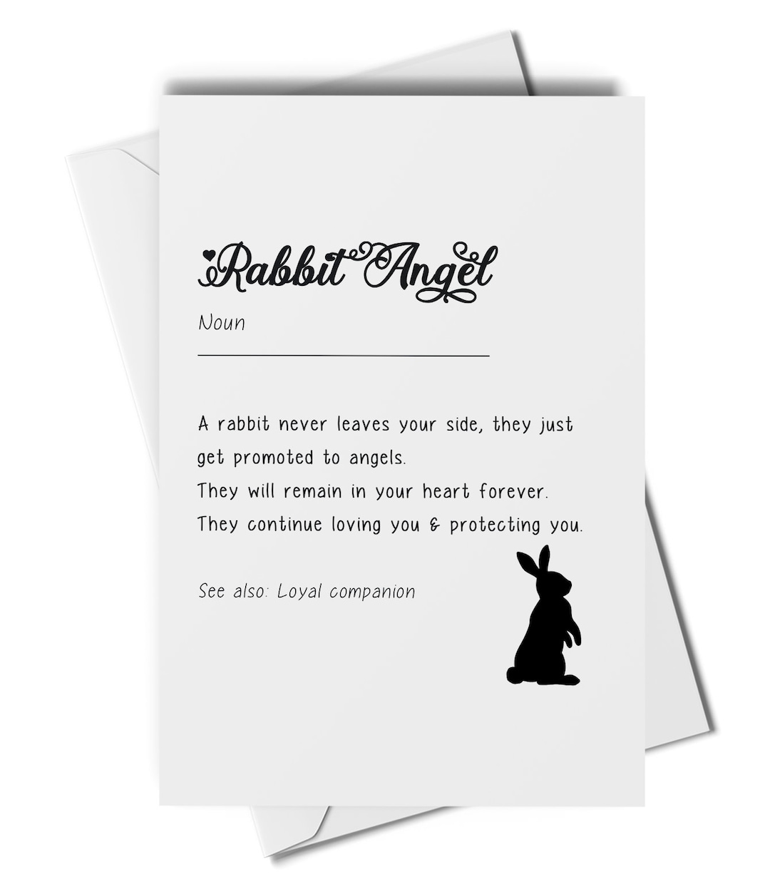 Rabbit Angel Definition Card, Rabbit Loss, With Sympathy Rabbit Card