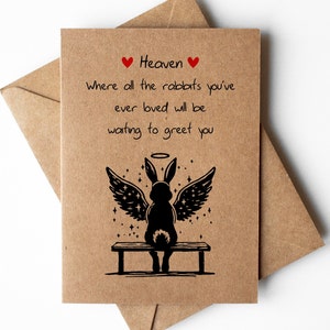 Tarjeta de condolencia del cielo del conejo, tarjeta de pérdida de conejo, tarjeta de duelo de conejo, tarjeta de recuerdo de conejo, pérdida de mascotas, tarjeta de simpatía de mascotas, ángel conejo