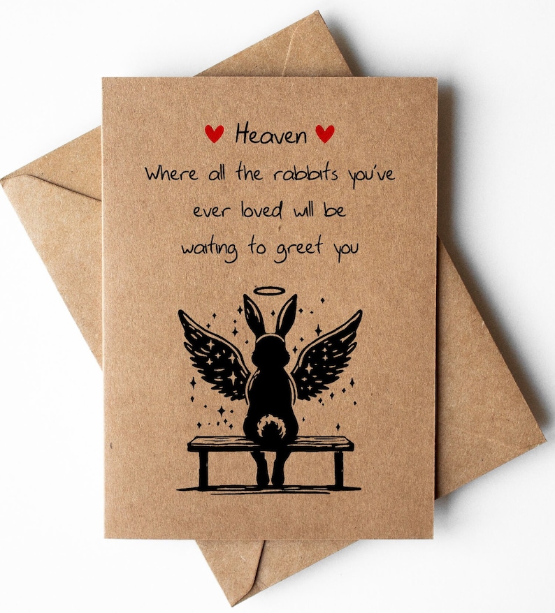Rabbit Heaven Sympathy Card, Rabbit Loss Card, Rabbit Bereavement Card ...
