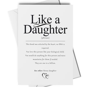 Carte de définition comme une fille, carte fille bonus, carte belle-fille, carte vous aime comme une fille, future fille, fille adoptive