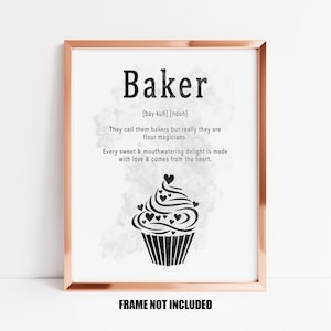 Tarjeta de felicitación de definición de panadero o impresión de arte, regalo de cumpleaños para panadero, regalo de promoción de trabajo de panadero, regalos de la escuela de cocina, decoración de la cocina