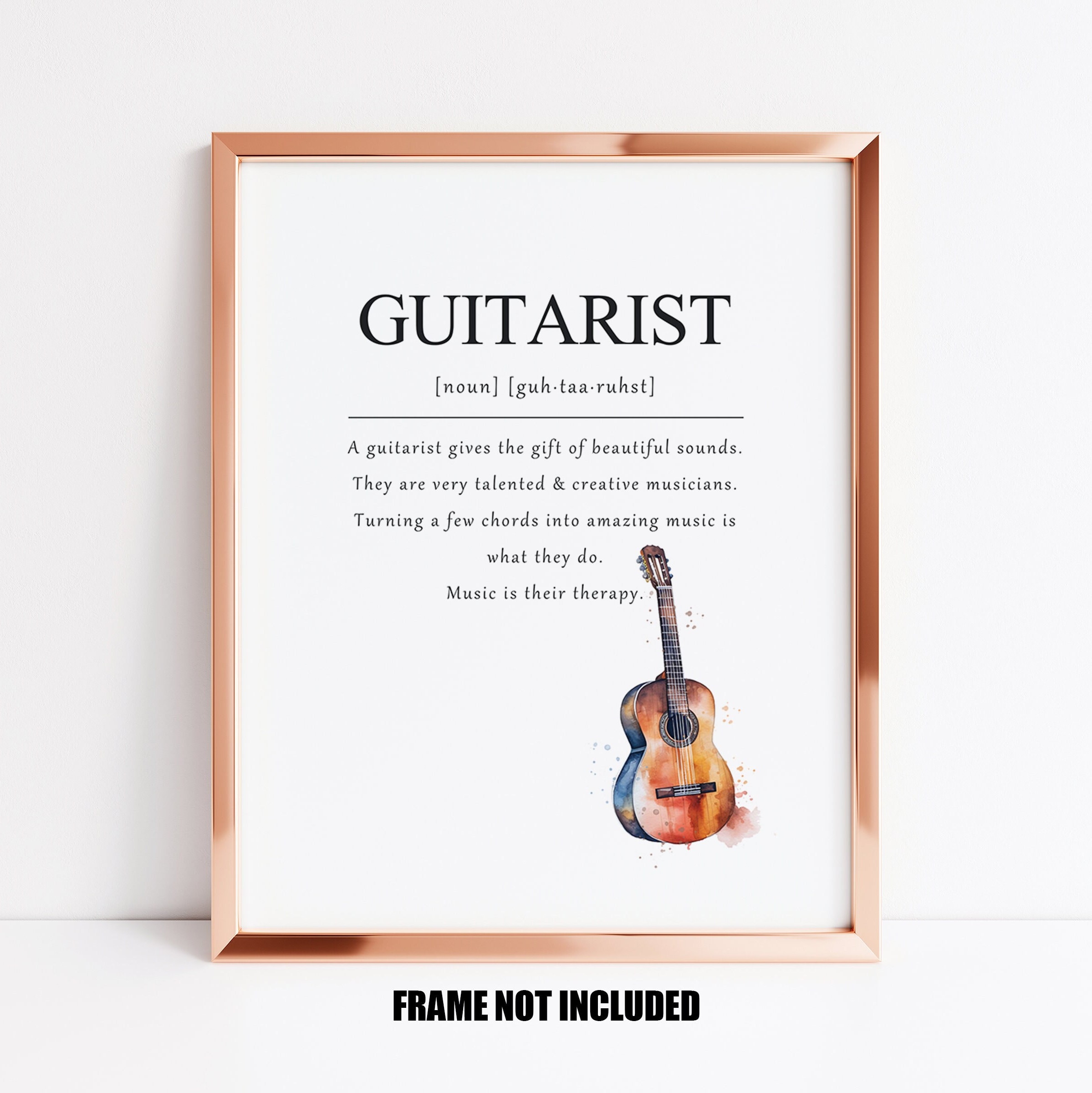 Guitarist Definition Art Print, Gift for Guitarist, Gift for