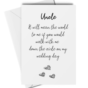 Uncle will you walk me down the aisle card, uncle of the bride, uncle proposal card, uncle of the bride gift, wedding card, favours
