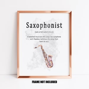 Carte de voeux ou impression d'art de définition de saxophoniste, cadeau pour joueur de saxophone, carte pour joueur de saxophone, décoration de maison de saxophone