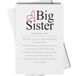 Tarjeta de definición de hermana mayor, tarjeta para hermana mayor, hermana mayor para ser tarjeta, tarjeta de hermana, mejor tarjeta de hermana mayor, tarjeta de cumpleaños de hermana mayor, hermana mayor