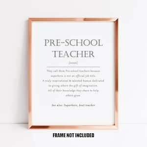 Tarjeta de felicitación de definición de maestro de preescolar, tarjeta de agradecimiento para maestro de preescolar, tarjeta de apreciación del maestro, tarjeta de maestro de jardín de infantes