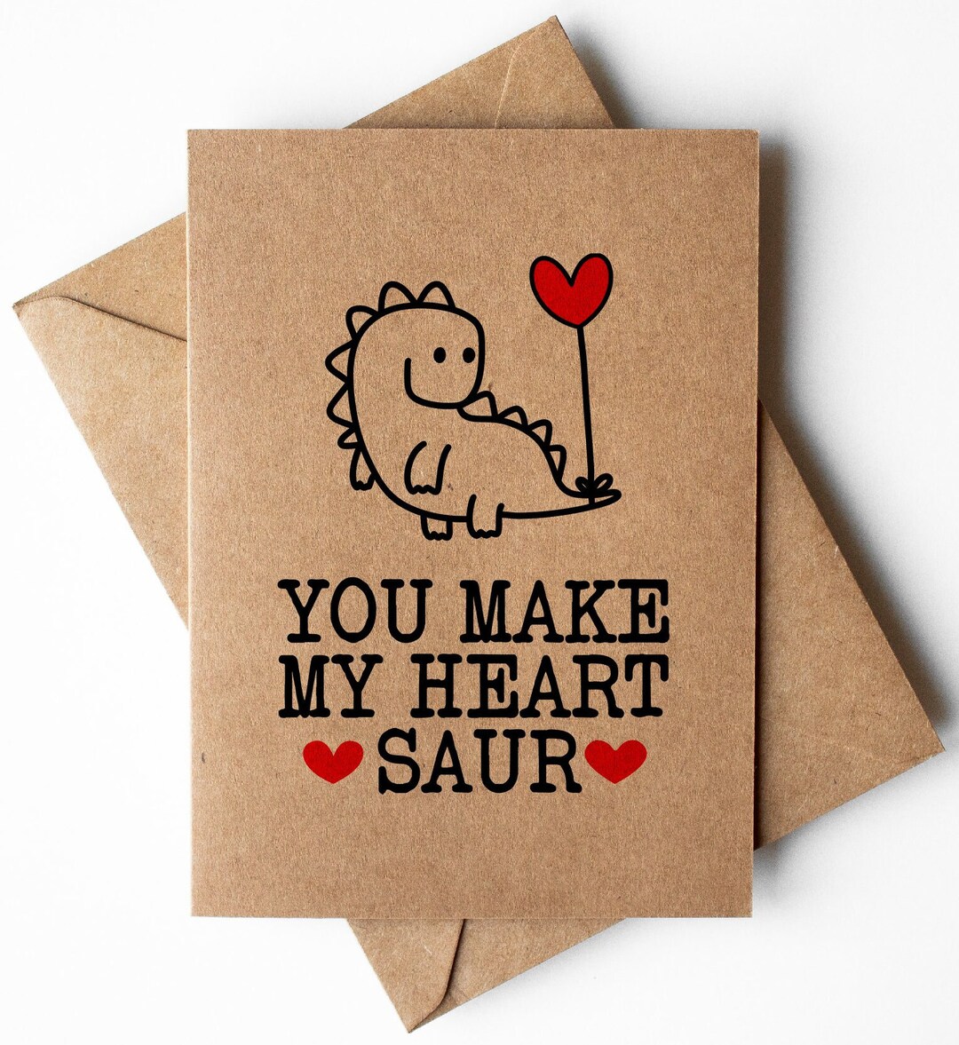 Cute Dinosaur Card, You Make My Heart Saur Card, Dinosaur Anniversary ...