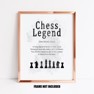 Tarjeta de definición de leyenda del ajedrez o impresión de arte, regalo para jugador de ajedrez, tarjeta para jugador de ajedrez, decoración del hogar de ajedrez, arte de pared de ajedrez, profesor de ajedrez