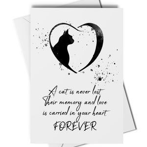 Carte de deuil de chat, carte commémorative de perte de chat, chat avec carte de sympathie, carte de perte de chat, carte de souvenir de chat, animal de compagnie avec sympathie, chat dans le coeur