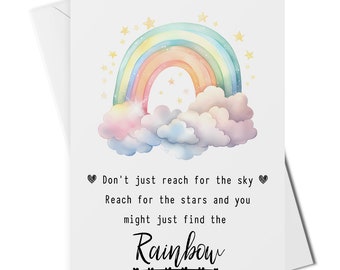 Reach for the stars and you might just find the rainbow greetings card, inspirational rainbow card, motivational card, encouragement card
