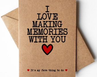 I love making memories with you card, cute anniversary card, cute kraft cards, valentines card, I love you card, Just because card, keepsake