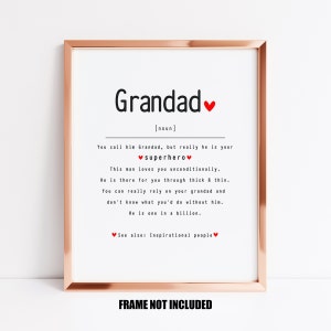 Grandad definition art print, sentimental Grandad gift, Grandad gift for any occasion, Grandad birthday gift, Grandad appreciation