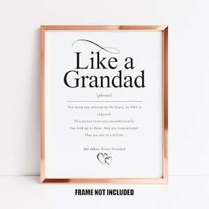 Like a grandad definition art print, gift for unbiological grandad, bonus grandad gift, stepgrandad gift, like a grandad home decor image 1