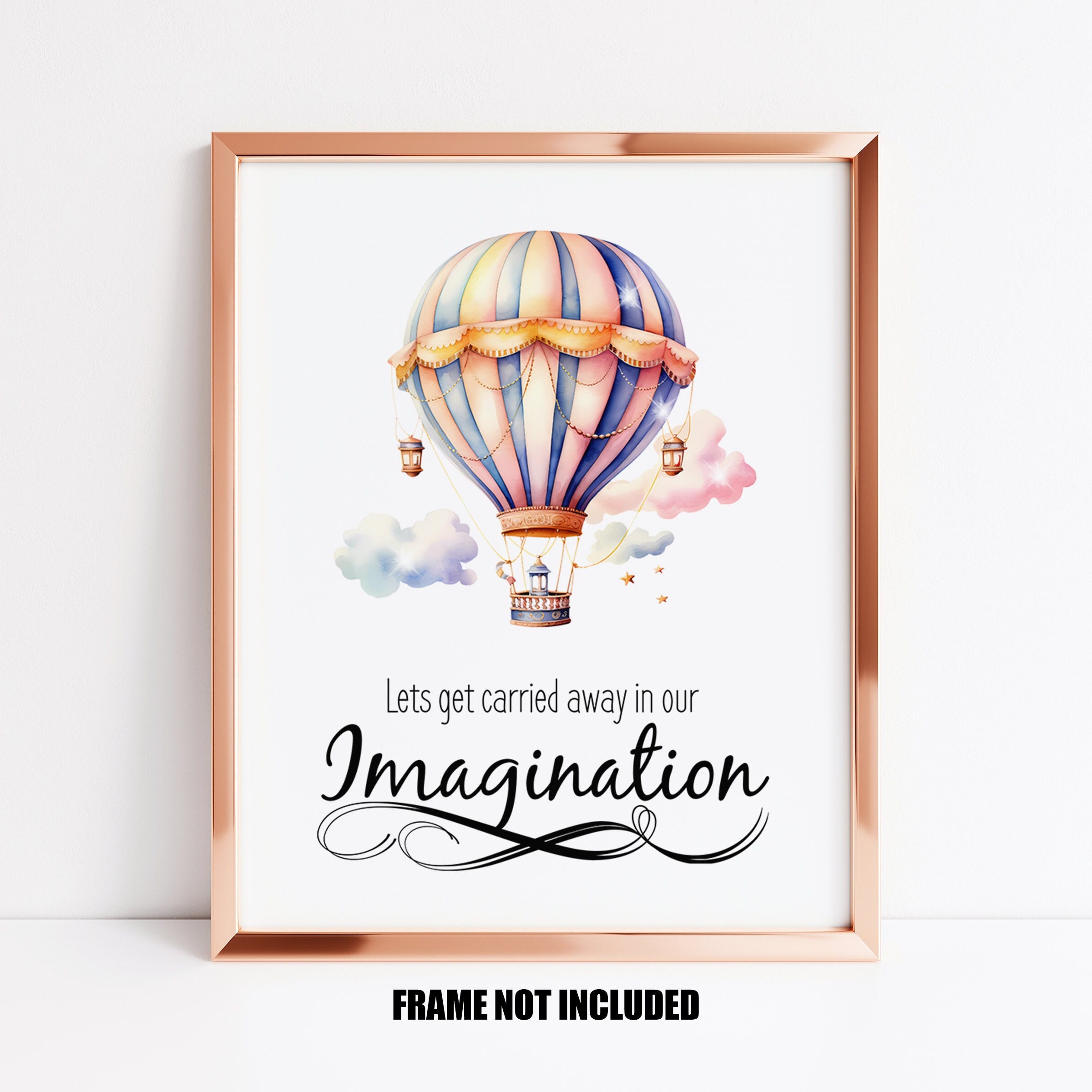 Hot Air Balloon Art Print With Imagination Quote Nursery Wall - Etsy