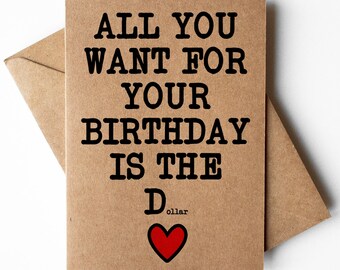 Naughty birthday card, rude birthday card, funny birthday card, naughty birthday card for friend, embarrassing card, kraft birthday cards
