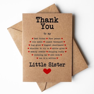 Carte de remerciement petite soeur, carte de remerciement petite soeur, carte de remerciement petite soeur, carte de petite soeur aimante, merci