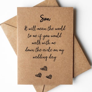 Fils, allez-vous m'accompagner, carte de mariage, carte de proposition en mariage, carte de mariage, carte de mariage de fils, rôle du fils le jour du mariage, cadeau