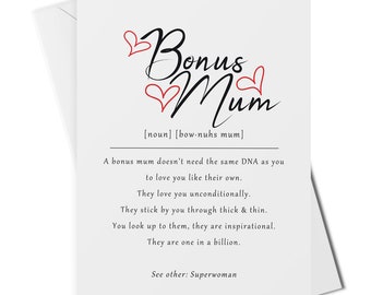Biglietto di definizione mamma bonus, regalo mamma bonus, biglietto suocera, biglietto amorevole per la matrigna, biglietto per la matrigna, biglietto per la mamma che lavora