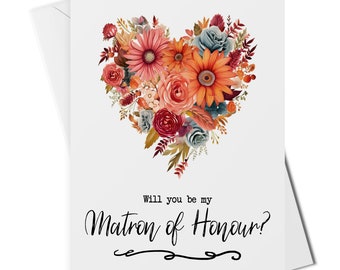 Will you be my matron of honour card, matron of honour proposal card, wedding cards, be my matron of honour, bridal party cards, boho style