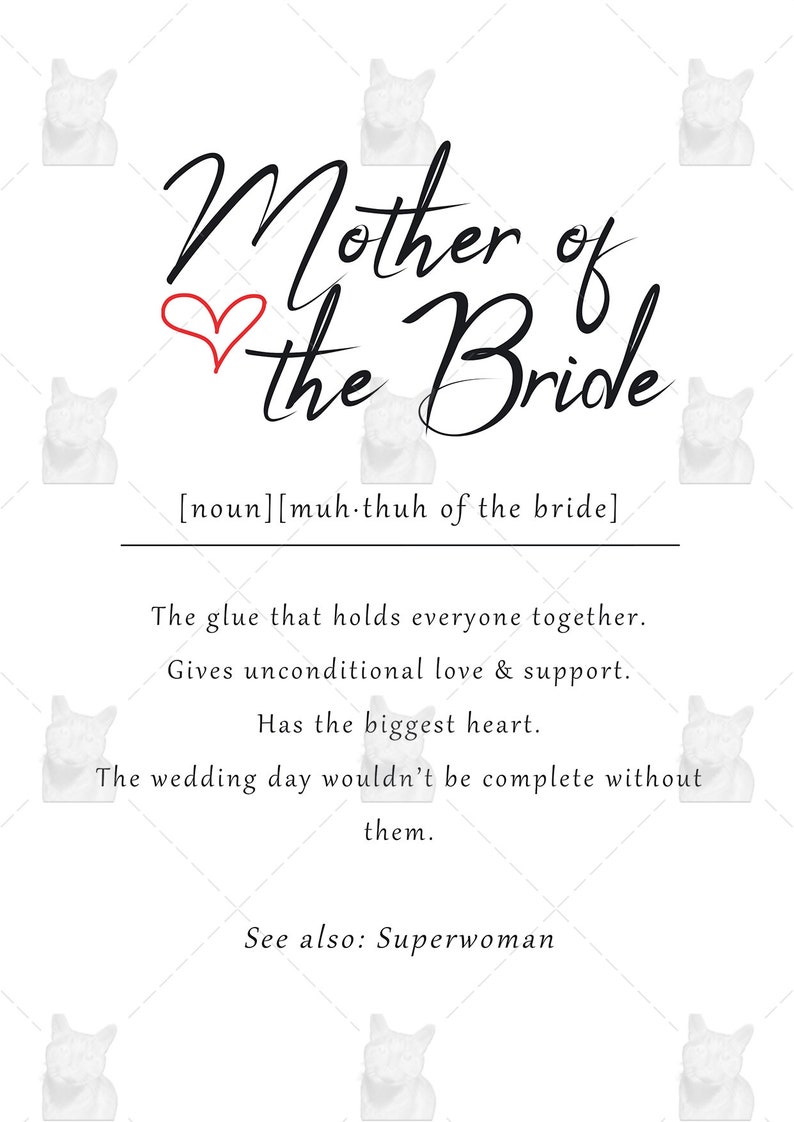 Mother of the bride definition card, mother of the bride gift, mom of the bride card, thank you mother of the bride card, wedding card image 3