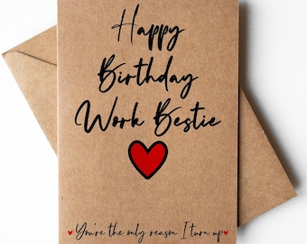 Happy birthday work bestie card, coworker card, work best friend card, work colleague birthday card, work wife birthday, cards for work
